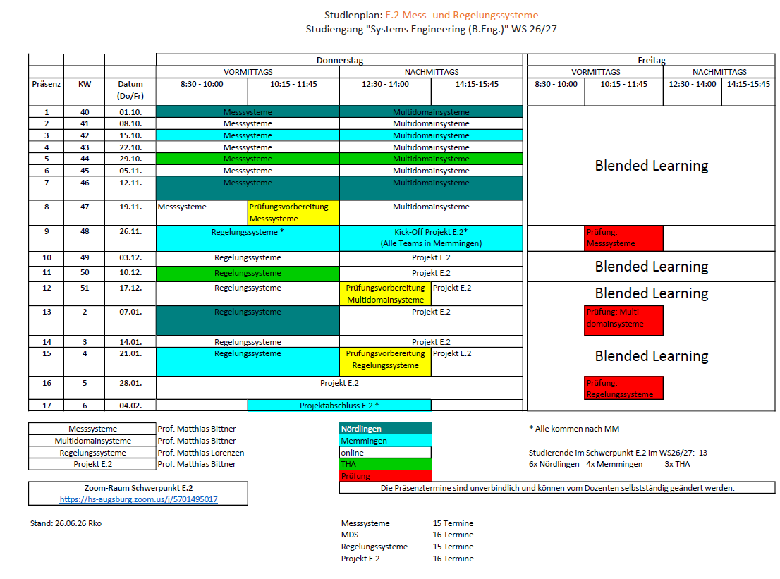 Stundenplan WS26/27