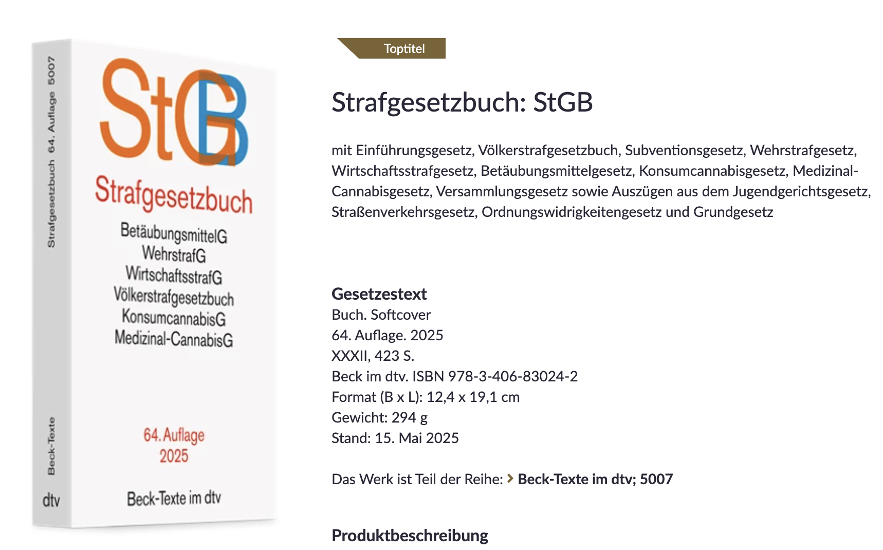 StGB Beck Verlag dtv